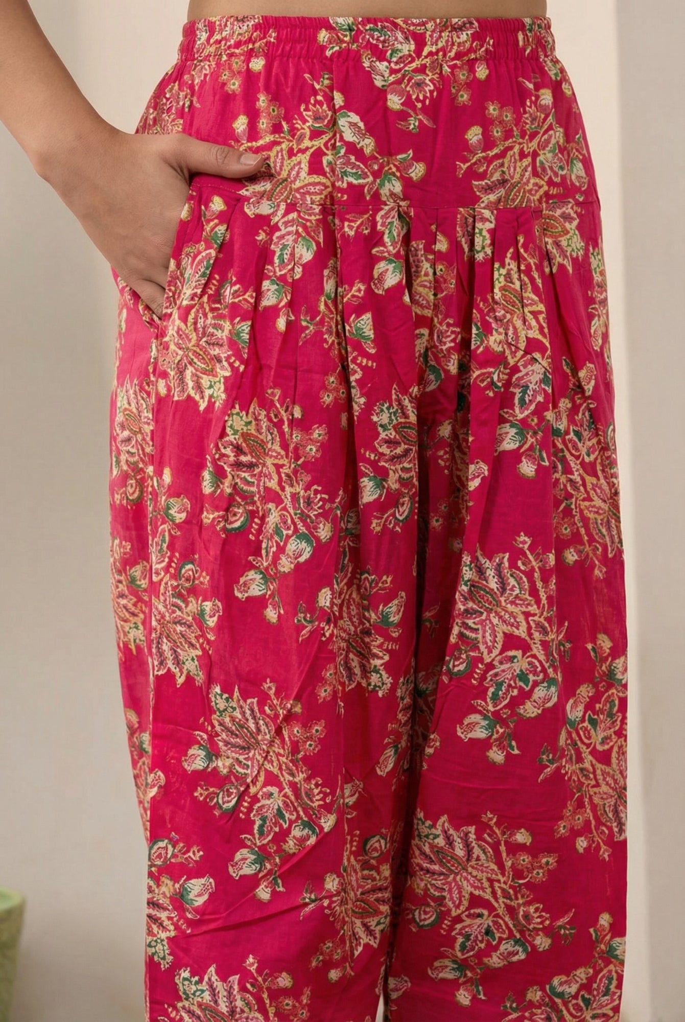 Pink Floral Fusion Pure Cotton Tunic and Trousers Co-ord Set