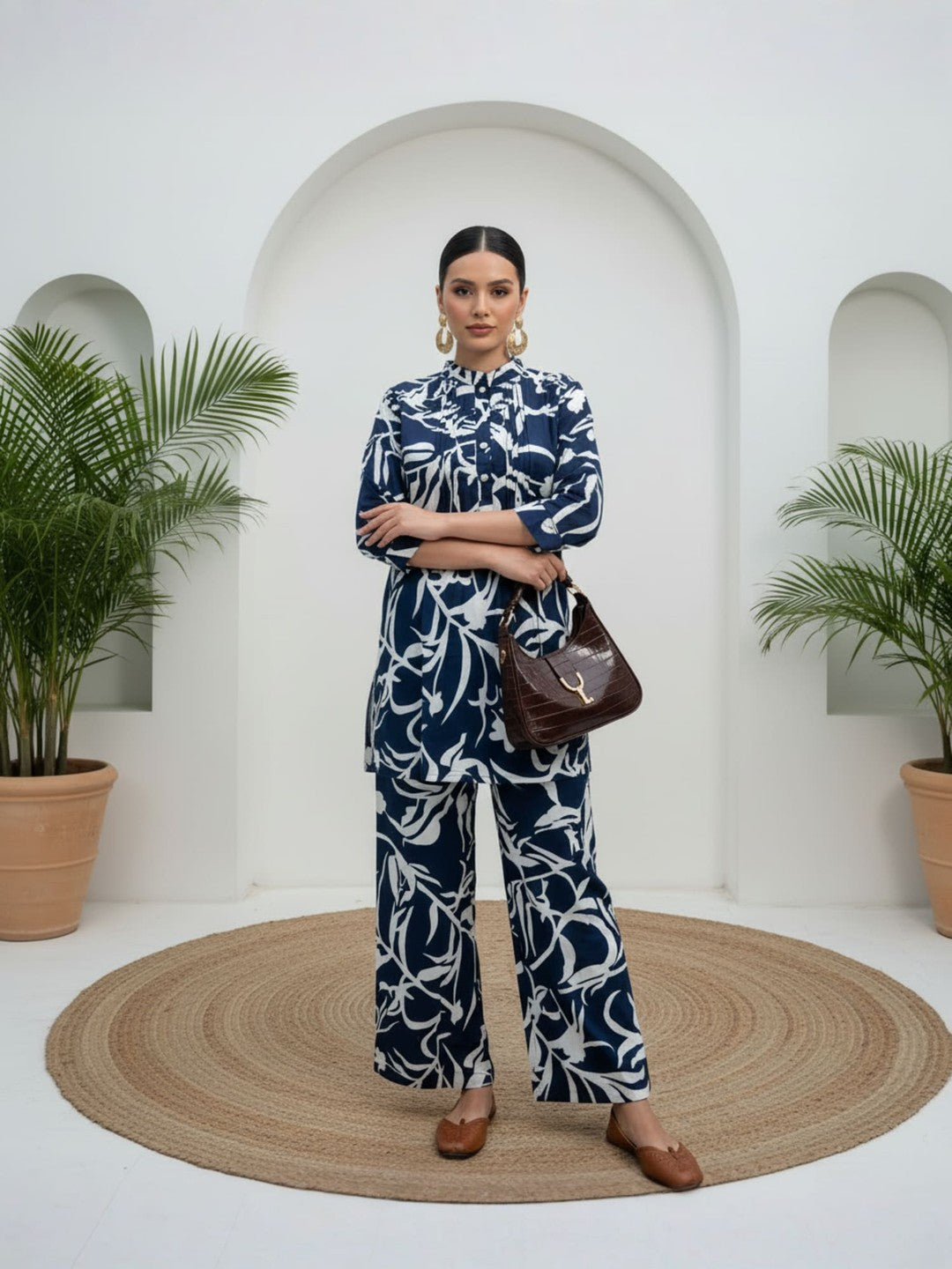 Blue Printed Pure Cotton Co-ord Set
