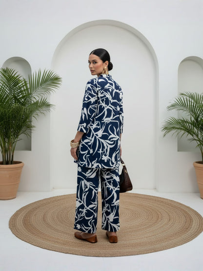 Blue Printed Pure Cotton Co-ord Set