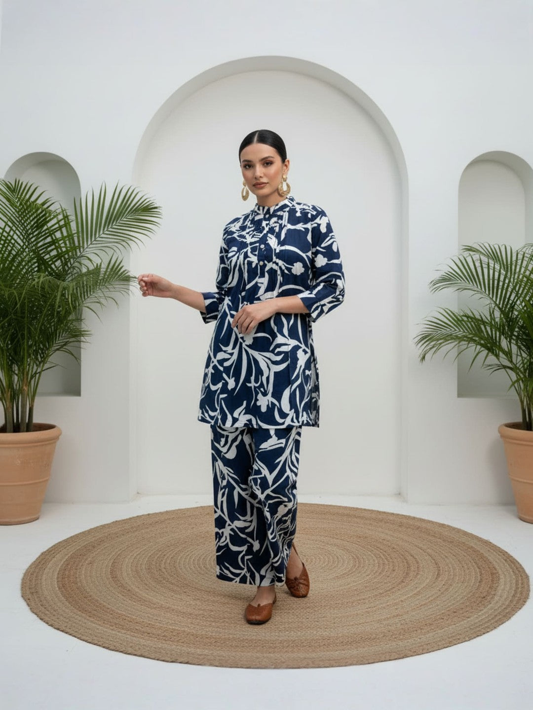 Blue Printed Pure Cotton Co-ord Set