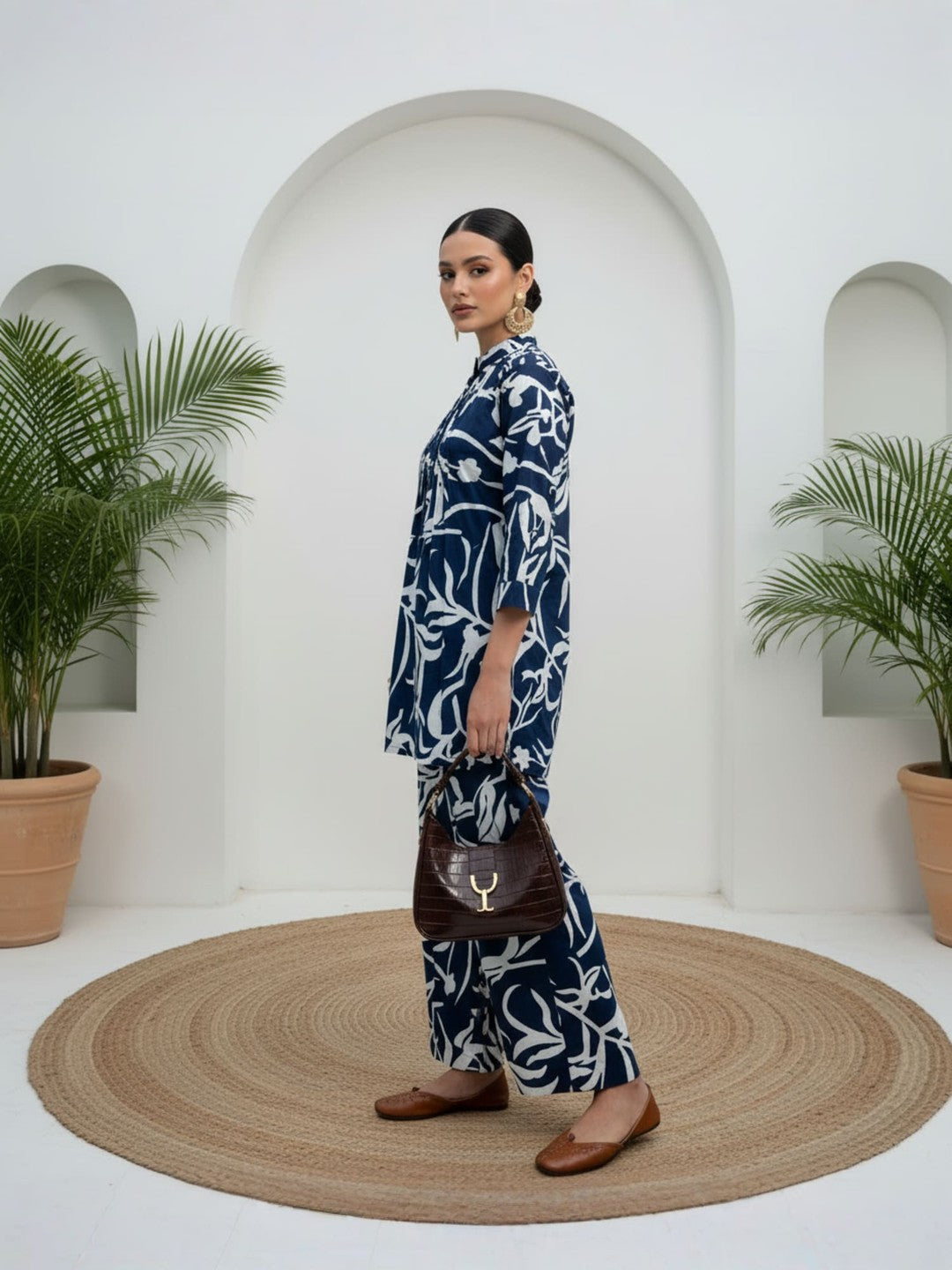 Blue Printed Pure Cotton Co-ord Set