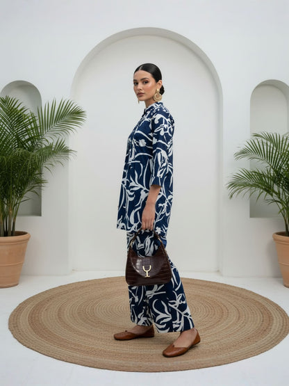 Blue Printed Pure Cotton Co-ord Set
