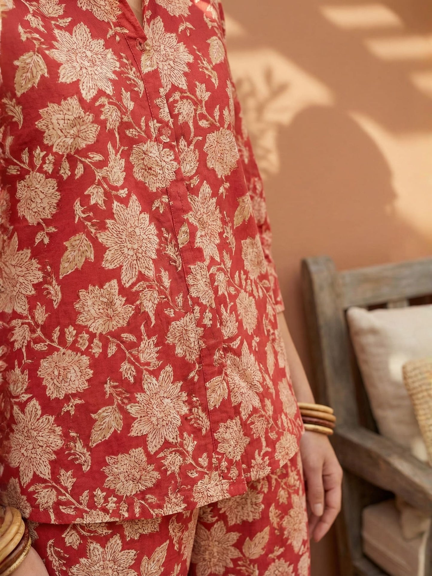 Red Romantic Florals Pure Cotton Set