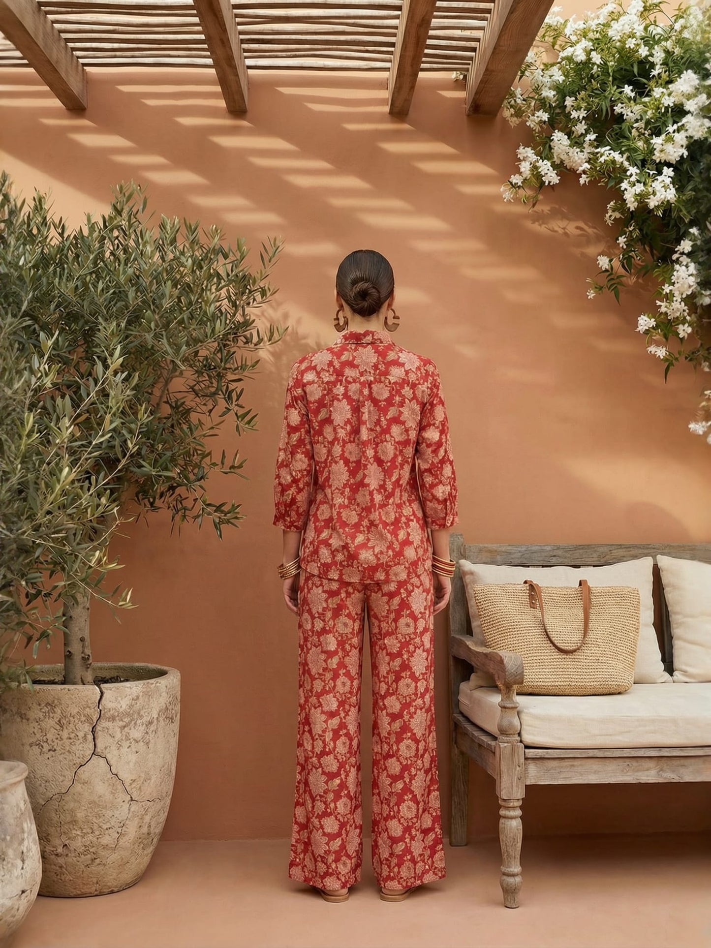 Red Romantic Florals Pure Cotton Set