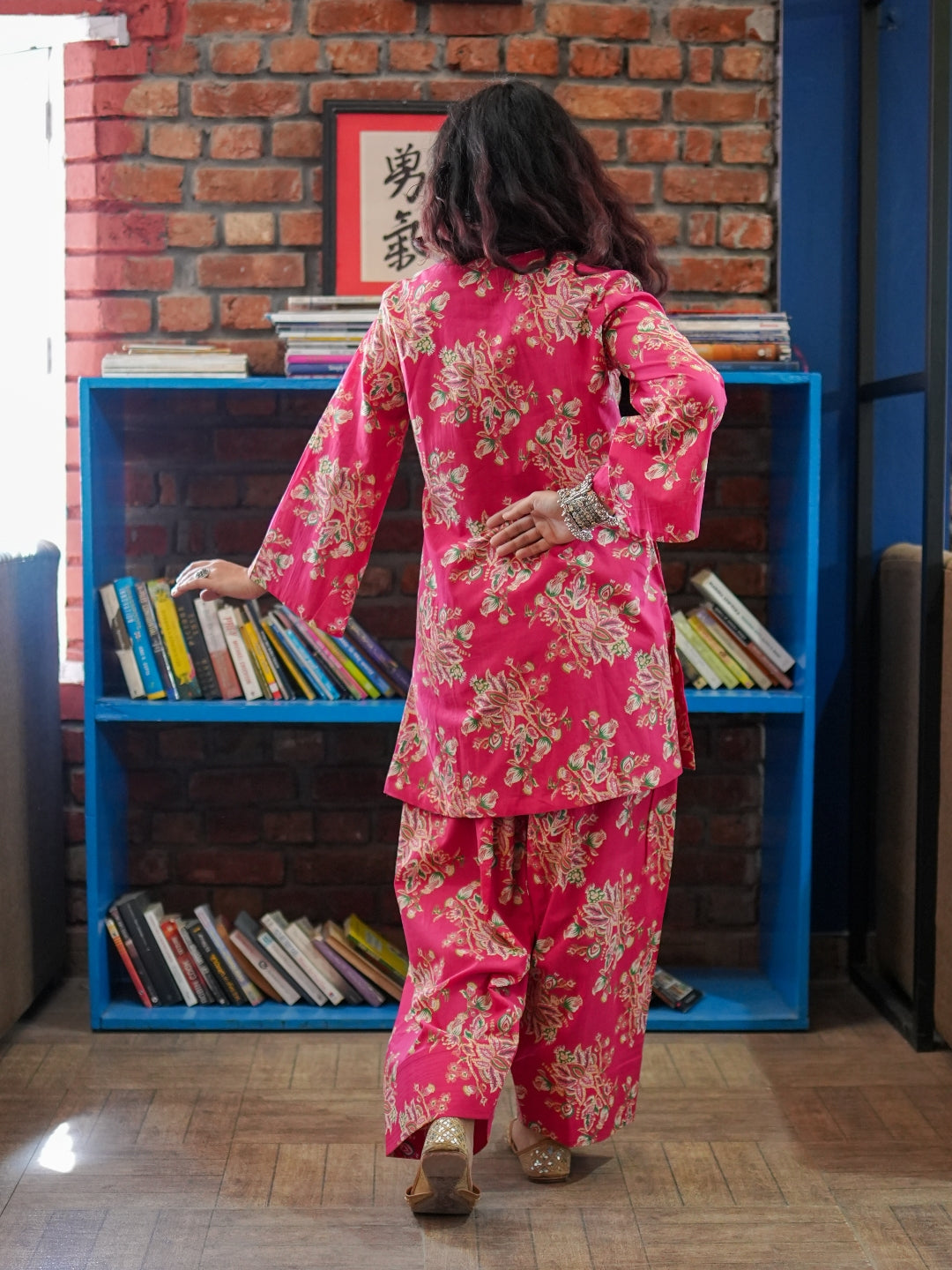Pink Floral Fusion Pure Cotton Tunic and Trousers Co-ord Set