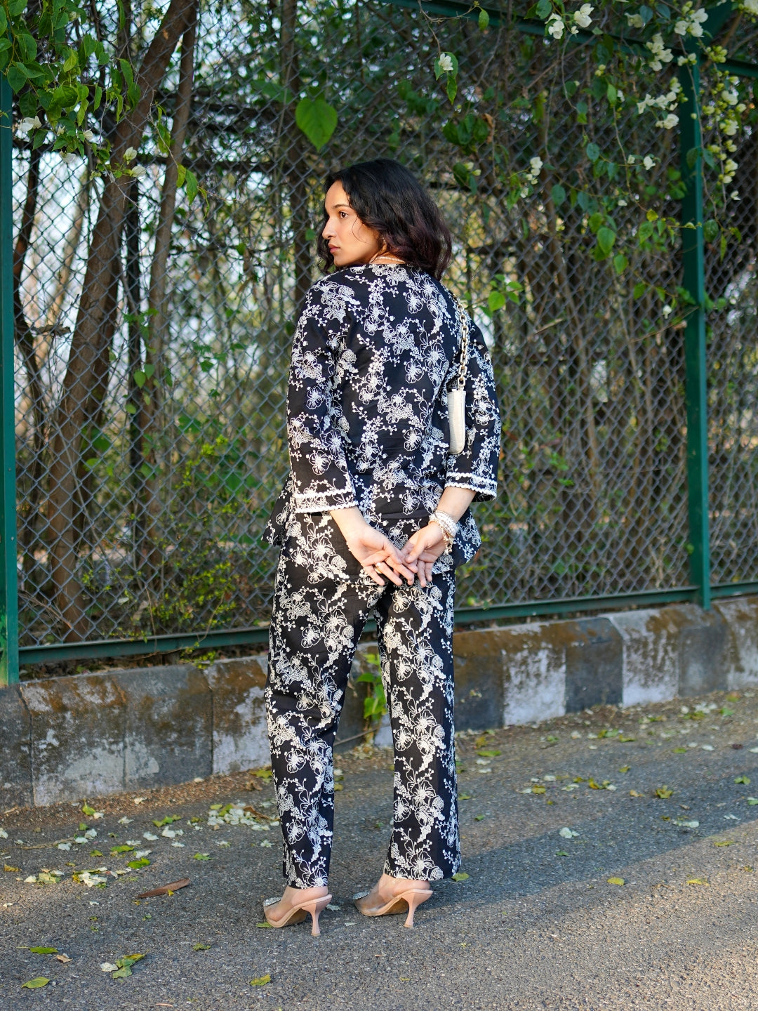 Romantic Florals Pure Cotton Printed Tunic with Trousers
