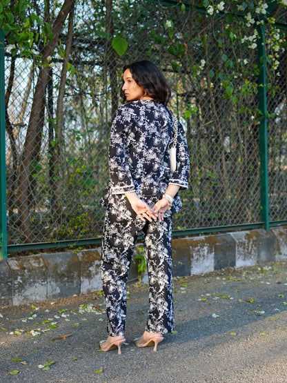 Romantic Florals Pure Cotton Printed Tunic with Trousers