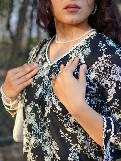 Romantic Florals Pure Cotton Printed Tunic with Trousers