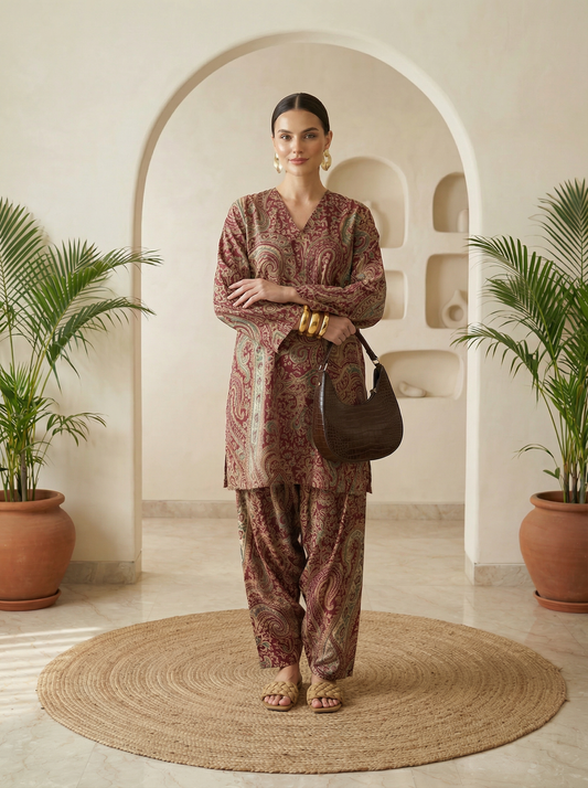 Romantic Florals Pure Cotton Printed Tunic with Palazzos