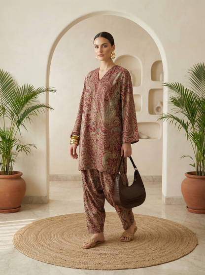 Romantic Florals Pure Cotton Printed Tunic with Palazzos