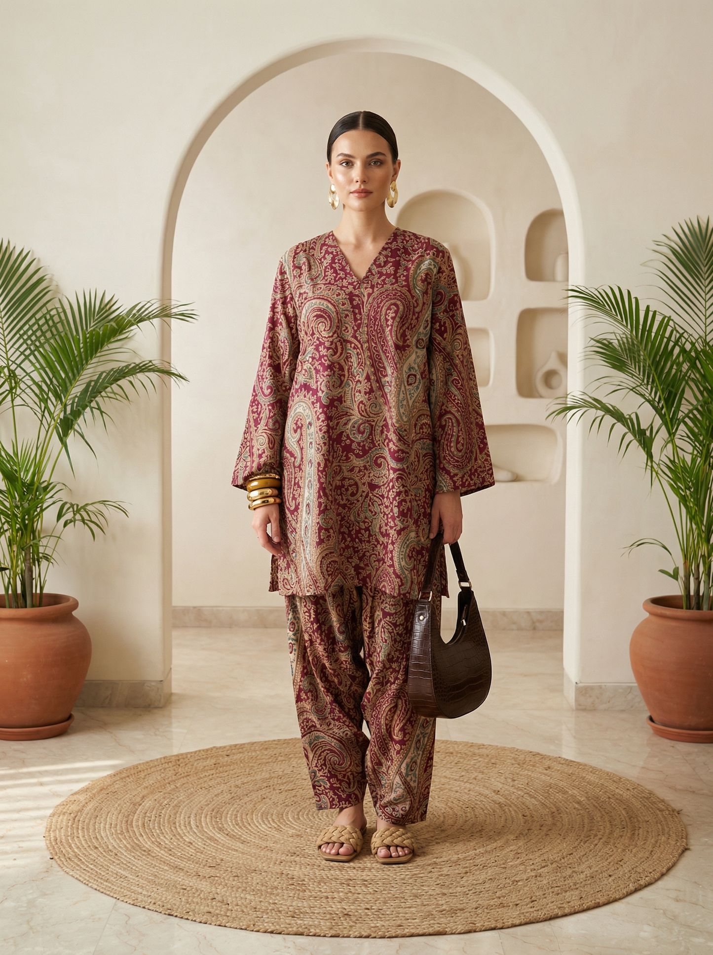 Romantic Florals Pure Cotton Printed Tunic with Palazzos