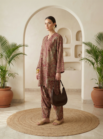 Romantic Florals Pure Cotton Printed Tunic with Palazzos