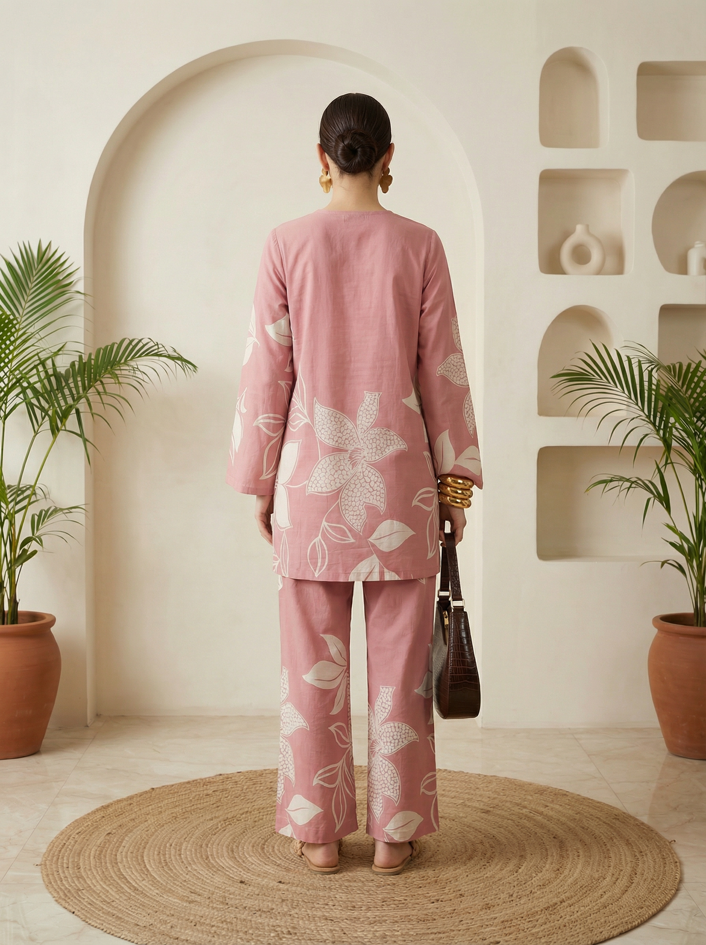 Romantic Florals Pure Cotton Printed Tunic with Palazzos
