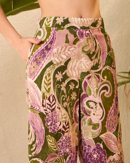 Green Paisley Printed Pure Cotton Shirt & Trousers Co-Ord Set