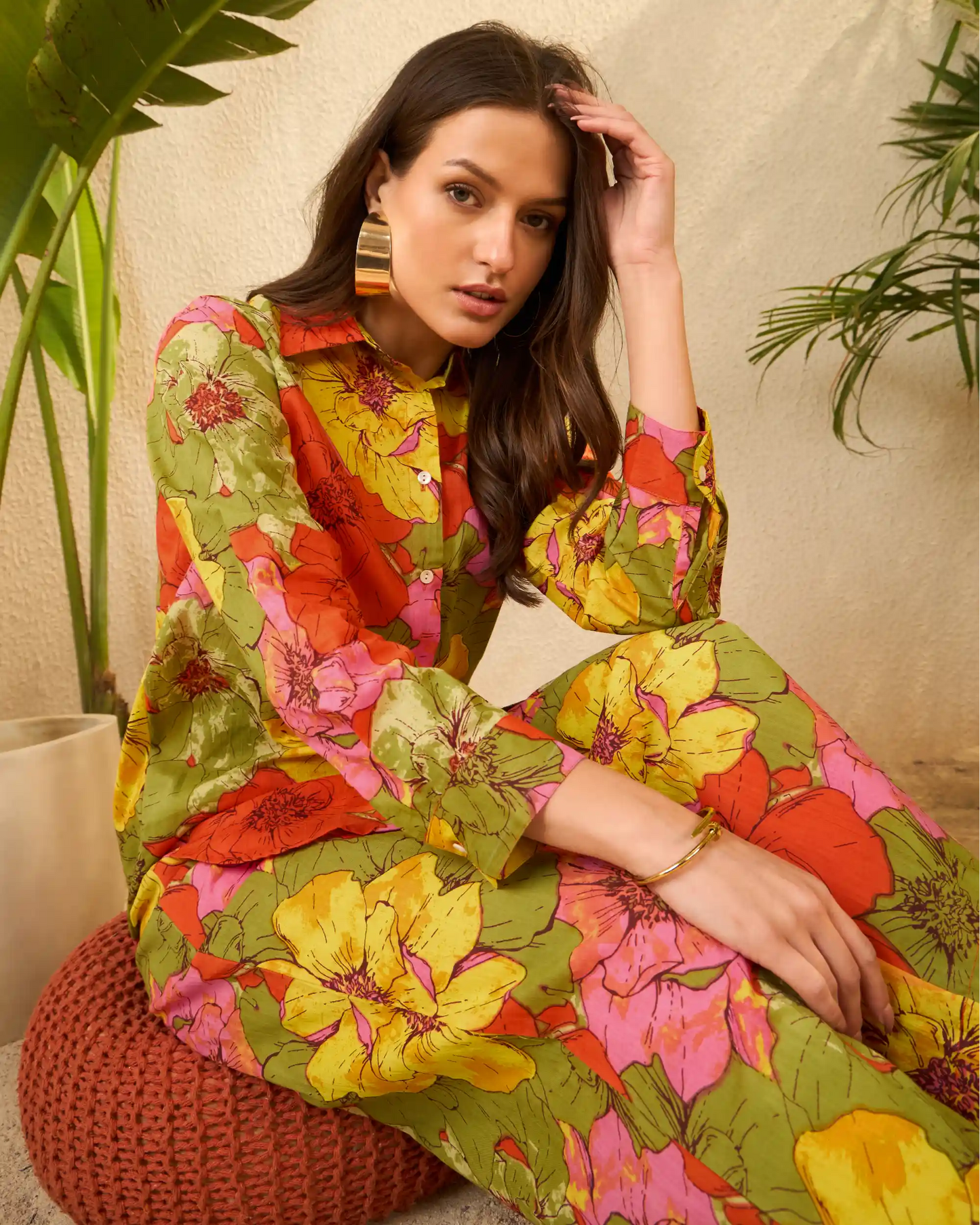 Multi-Color Floral Printed Pure Cotton Co-Ord Set