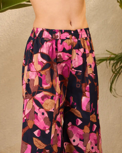 Navy Floral Pure Cotton Tunic & Palazzo Co-Ord Set